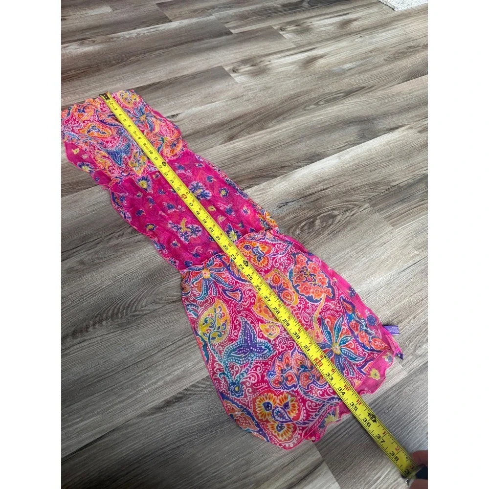 Ralph Lauren Purple Label‎ Pink Paisley Boho Floral 100% Silk Scarf Italy